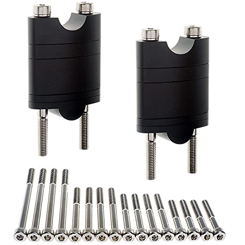 APE RACING Billet Aluminum Handlebar Risers Adjustable Raise Height for 7/8 22mm Bars Motorcycle ATV Dirt Bike Quad (7/8", Black)