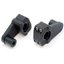 Load image into Gallery viewer, APE RACING Pivoting Handlebar Clamp Risers 2" Raise Black For 7/8" or 1 1/8" Handlebars Mount To 7/8" Stem Clamp