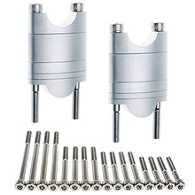 Load image into Gallery viewer, APE RACING Billet Aluminum Handlebar Risers Adjustable Raise Height for 1 1/8" 28.6mm Bars Motorcycle ATV Dirt Bike Quad (1-1/8", Silver)