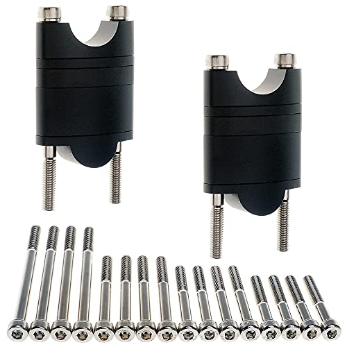 APE RACING Billet Aluminum Handlebar Risers Adjustable Raise Height for 1 1/8" 28.6mm Bars Motorcycle ATV Dirt Bike Quad (1-1/8", Black)