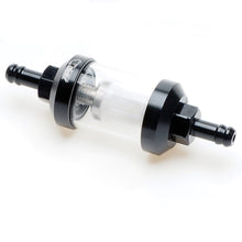 Laden Sie das Bild in den Galerie-Viewer, 1/4 Inline Fuel Filter - APE RACING Upgraded Billet Aluminum Metal Glass Fuel Filter for Motorcycle ATV Dirt bike Classic bikes and Small Engines, Corrosion Resistance, Washable and High Flow (Black)