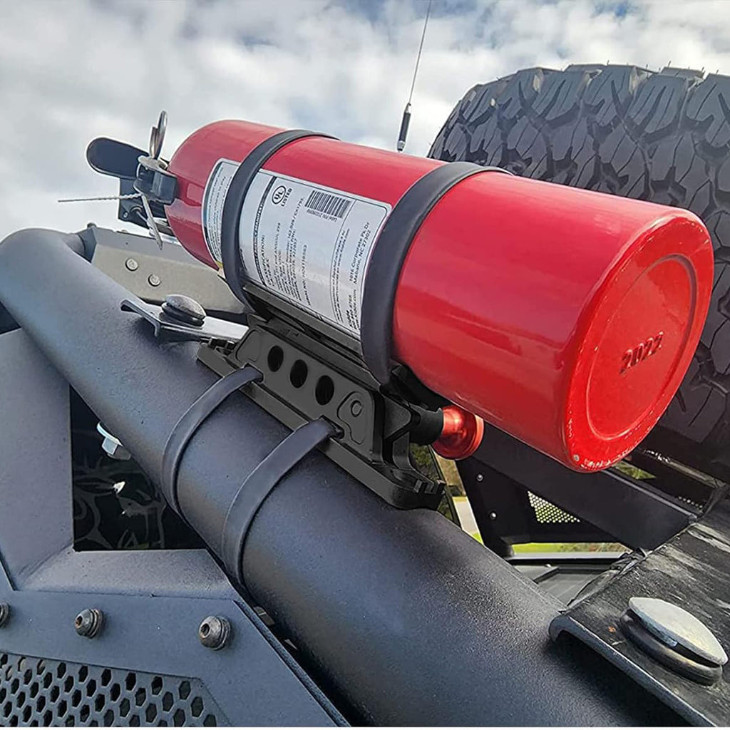 APE RACING Universal Billet Aluminum Quick Release Fire Extinguisher Roll Bar Mount Holder for UTV/ATV Off-Road Vehicles