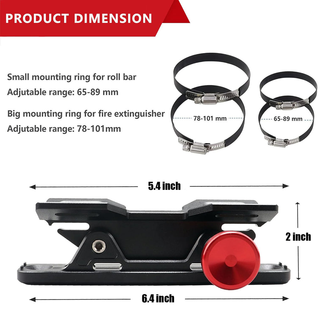 APE RACING Universal Billet Aluminum Quick Release Fire Extinguisher Roll Bar Mount Holder for UTV/ATV Off-Road Vehicles