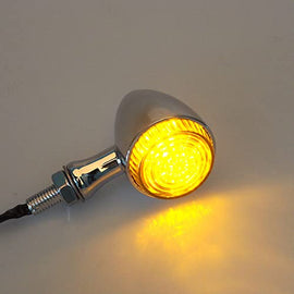 Motorcycle turn signals - APE RACING Classic Bullet Style Metal Blinker Indicators LED Lights Universal fit Motorcycle with 10mm Holes Thread (Chrome + Smoke Lenses)