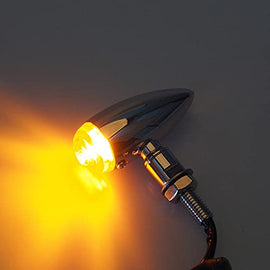 Motorcycle turn signals - APE RACING Classic Bullet Style Metal Chrome Blinker Indicators Bulb Lights with Amber Lenses Universal fit Motorcycle with 10mm Holes Thread