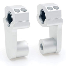 Laden Sie das Bild in den Galerie-Viewer, APE RACING Pivoting Handlebar Clamp Risers 2&quot; Raise Silver For 7/8&quot; or 1 1/8&quot; Handlebars Mount To 1-1/8&quot; Stem Clamp