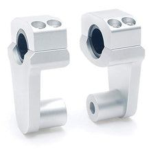 Laden Sie das Bild in den Galerie-Viewer, APE RACING Pivoting Handlebar Clamp Risers 2&quot; Raise Silver For 7/8&quot; or 1 1/8&quot; Handlebars Mount To 7/8&quot; Stem Clamp