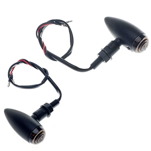 Motorcycle turn signals - APE RACING Classic Bullet Style Metal Blinker Indicators Bulb Lights Universal fit Motorcycle with 10mm Holes Thread (Black + Somke Lenses)