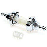 Chrome Billet Aluminum Metal Glass 1/4 Inline Fuel Filter for Motorcycle ATV Dirt bike Classic bikes and Small Engines