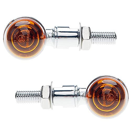 Motorcycle turn signals - APE RACING Classic Bullet Style Metal Chrome Blinker Indicators Bulb Lights with Amber Lenses Universal fit Motorcycle with 10mm Holes Thread