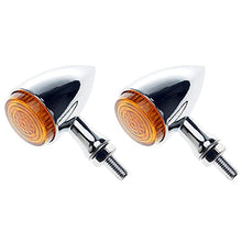 画像をギャラリービューアに読み込む, Motorcycle turn signals - APE RACING Classic Bullet Style Metal Blinker Indicators LED Lights Universal fit Motorcycle with 10mm Holes Thread (Chrome + Amber Lenses)