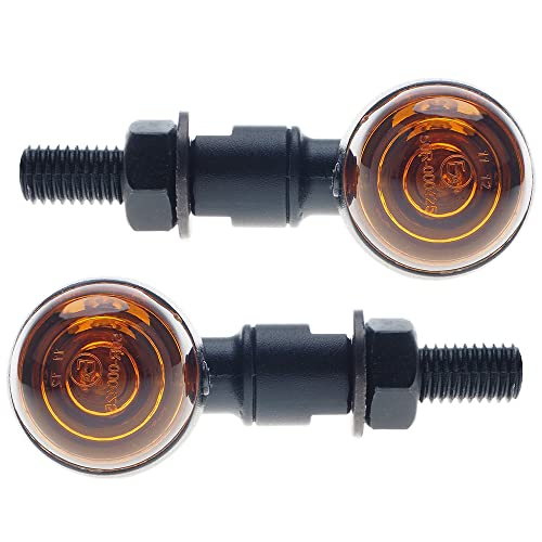 Motorcycle turn signals - APE RACING Classic Bullet Style Metal Blinker Indicators Bulb Lights Universal fit Motorcycle with 10mm Holes Thread (Black + Amber Lenses)