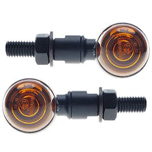 Charger l&#39;image dans la galerie, Motorcycle turn signals - APE RACING Classic Bullet Style Metal Blinker Indicators Bulb Lights Universal fit Motorcycle with 10mm Holes Thread (Black + Amber Lenses)