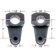 Laden Sie das Bild in den Galerie-Viewer, APE RACING Pivoting Handlebar Clamp Risers 2&quot; Raise Black For 7/8&quot; or 1 1/8&quot; Handlebars Mount To 7/8&quot; Stem Clamp