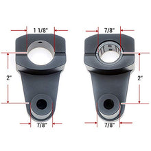 Load image into Gallery viewer, APE RACING Pivoting Handlebar Clamp Risers 2&quot; Raise Black For 7/8&quot; or 1 1/8&quot; Handlebars Mount To 7/8&quot; Stem Clamp