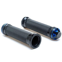 Load image into Gallery viewer, Motorcycle 7/8&quot; Hand Grips - Universal Gel Rubber CNC Billet Aluminum Handlebar Grip With Bar End For 7/8&quot; Handle bar ATV Motorcycle Scooter (Blue)