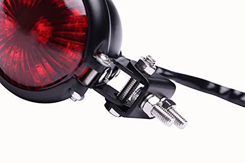 APE RACING Motorcycle Metal Tail Light Red Running Brake Stop Taillight Compatible With Chopper Bobber Cafe Racer Vintage Bikes