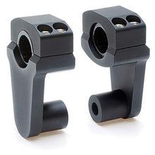 Laden Sie das Bild in den Galerie-Viewer, APE RACING Pivoting Handlebar Clamp Risers 2&quot; Raise Black For 7/8&quot; or 1 1/8&quot; Handlebars Mount To 7/8&quot; Stem Clamp