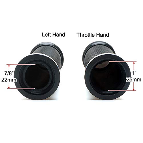 Motorcycle 7/8" Hand Grips - Universal Gel Rubber CNC Billet Aluminum Handlebar Grip With Bar End For 7/8" Handle bar ATV Motorcycle Scooter (Black)