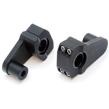 Laden Sie das Bild in den Galerie-Viewer, APE RACING Pivoting Handlebar Clamp Risers 2&quot; Raise Black For 7/8&quot; or 1 1/8&quot; Handlebars Mount To 7/8&quot; Stem Clamp