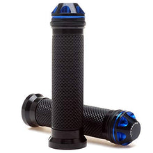 Load image into Gallery viewer, Motorcycle 7/8&quot; Hand Grips - Universal Gel Rubber CNC Billet Aluminum Handlebar Grip With Bar End For 7/8&quot; Handle bar ATV Motorcycle Scooter (Blue)