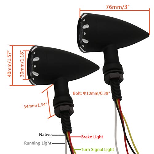 APE RACING Motorcycle Metal LED Taillight Turn Signals with Running Braking Rear Lights Black M10