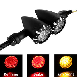 APE RACING Motorcycle Metal LED Taillight Turn Signals with Running Braking Rear Lights Black M10
