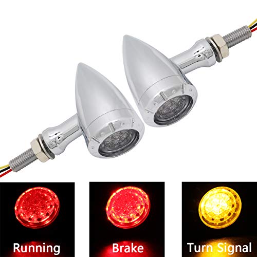 APE RACING Motorcycle Metal LED Taillight Turn Signals with Running Braking Rear Lights Chrome M10