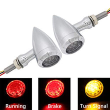 Load image into Gallery viewer, APE RACING Motorcycle Metal LED Taillight Turn Signals with Running Braking Rear Lights Chrome M10