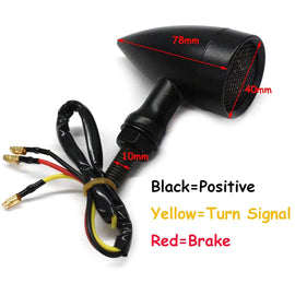 APE RACING Motorcycle Metal Vintage LED Turn Signals Running Tail Lights Black M10
