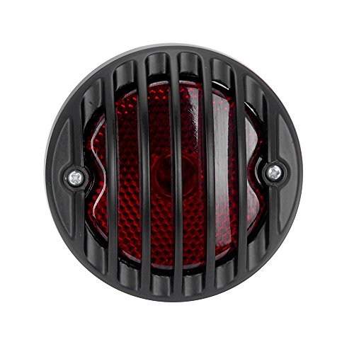 APE RACING 4" Motorcycle Aluminum Grille Ribbed Round Tail Brake Running Light Integrated License Plate Taillight For Bobber Chopper Cruiser Street Bike