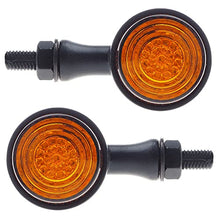 Load image into Gallery viewer, Motorcycle turn signals - APE RACING Classic Bullet Style Metal Blinker Indicators LED Lights Universal fit Motorcycle with 10mm Holes Thread (Black + Amber Lenses)