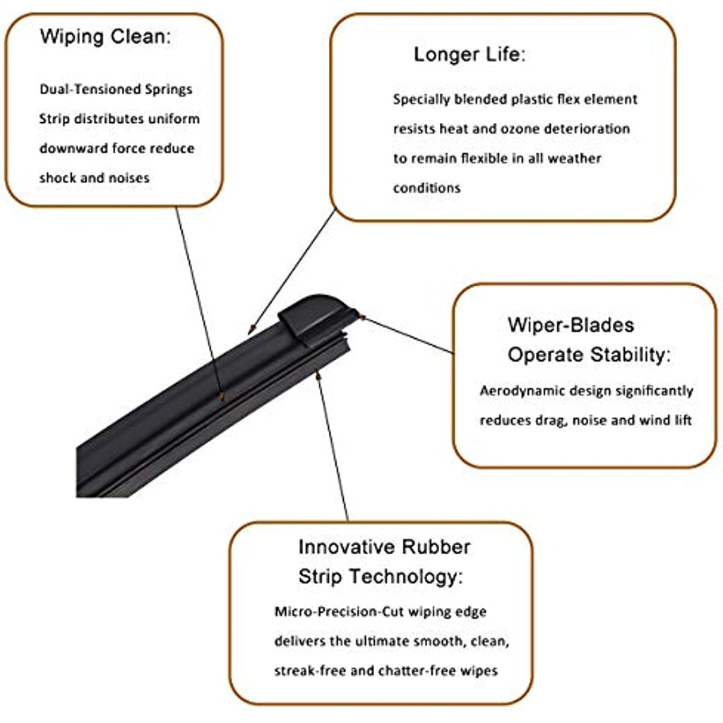 UTV Hand Wiper (13" or 14" or 16" ) UV Protected Rubber Manual Windshield Wiper for Polaris Can-Am Kawasaki Honda Yamaha Side by Side Golf Cart