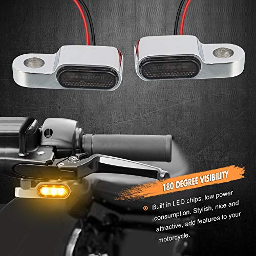 APE RACING Mini LED Turn Signals Handlebar Brake Clutch Marker Mini Lights Chrome
