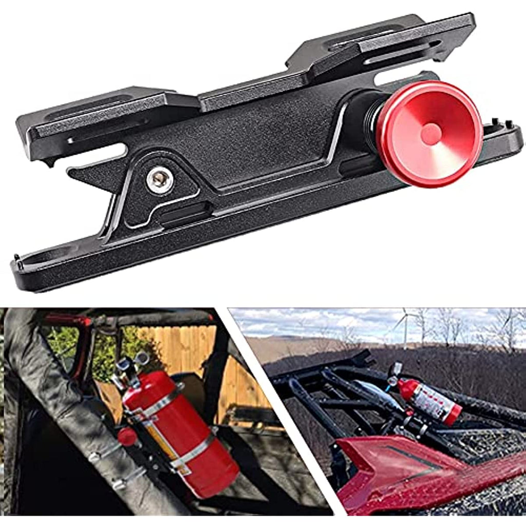 APE RACING Billet Aluminum Quick Release Universal Roll Bar Fire Extinguisher Mount Holder with 4 Clamps for UTV ATV offroad Vehicles